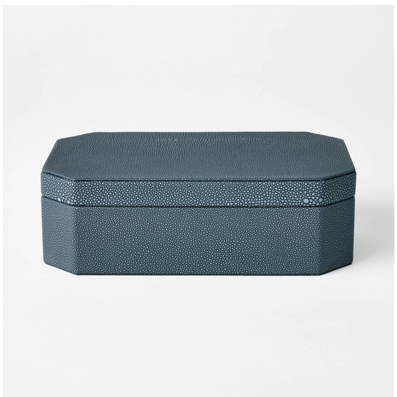 Studio McGee NWT Large Faux Shagreen Decorative Box In Blue - Picture 1 of 8